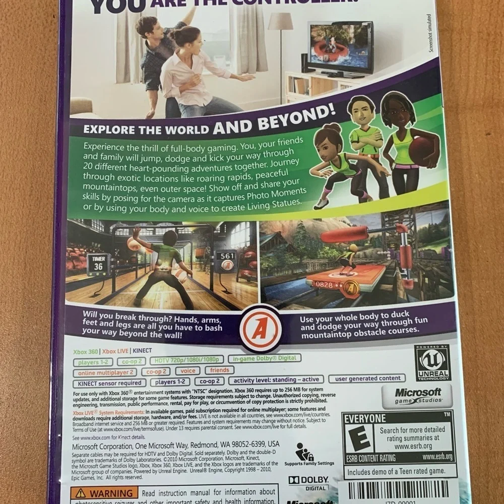 Xbox 360 Kinect Adventures dvd video games